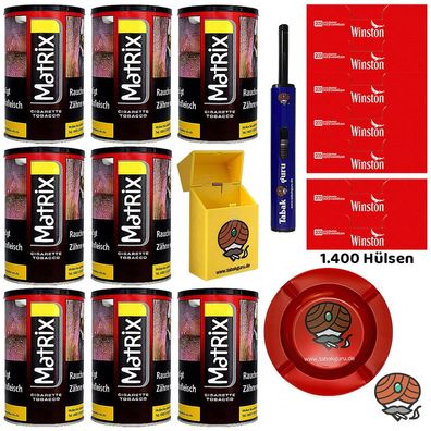 Matrix Red Tabak Dose 8x 90g, Winston Hülsen, Metallascher, Box, Feuerzeug
