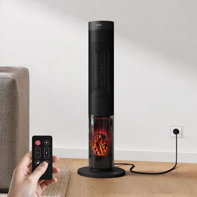 EMKE Elektrokamin 83x26cm 2000W 3D Flammeneffekt Stand Heizlüfter Oszillierend