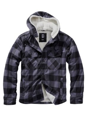 Brandit Jacke Lumberjacket hooded in Black/Grey