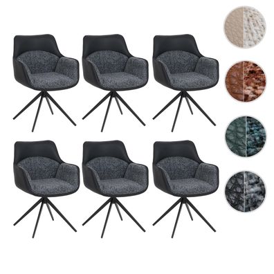 6er-Set Esszimmerstuhl HWC-R23, drehbar Kunstleder Stoff Chenille (410 g/m²)
