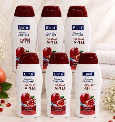 6x250ml Elina Pflegendes Duschgel Granatapfel Feuchtigkeitspflege Shower Gel