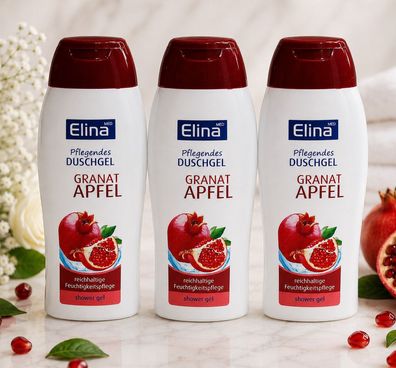 3x250ml Elina Pflegendes Duschgel Granatapfel Feuchtigkeitspflege Shower Gel