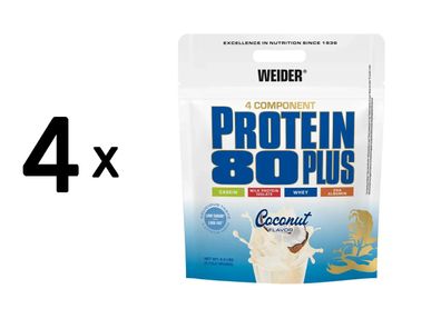 4 x Weider Protein 80 Plus (2000g) Coconut
