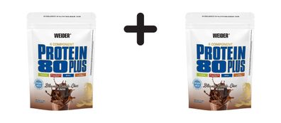 2 x Weider Protein 80 Plus (500g) Brownie Double-Choc
