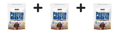 3 x Weider Protein 80 Plus (500g) Brownie Double-Choc
