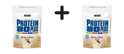 2 x Weider Protein 80 Plus (500g) Cookies and Cream