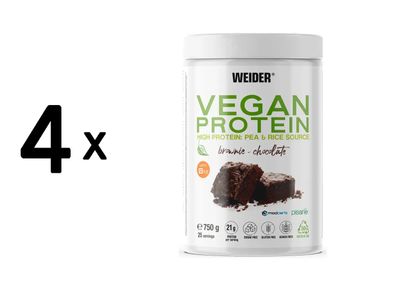 4 x Weider Vegan Protein (750g) Brownie - Chocolate