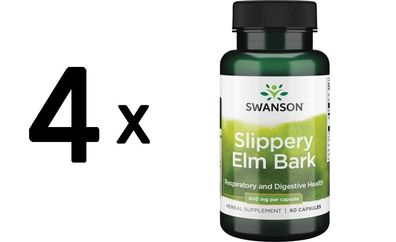 4 x Swanson Slippery Elm Bark, 400mg - 60 caps