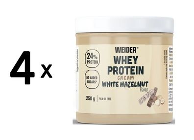 4 x Weider Whey Protein Cream (250g) White Hazelnut
