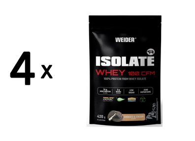 4 x Weider Isolate Whey 100 CFM (420g) Cookies and Cream