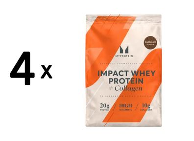 4 x Myprotein Impact Whey Protein + Collagen (720g) Chocolate