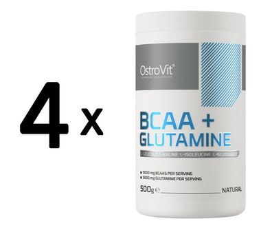 4 x OstroVit BCAA + Glutamine, Natural - 500g