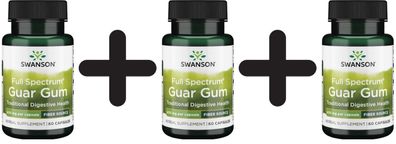 3 x Swanson Full Spectrum Guar Gum, 400mg - 60 caps