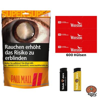 Pall Mall Allround Volumentabak Super Beutel à 133g Winston Hülsen, Feuerzeuge