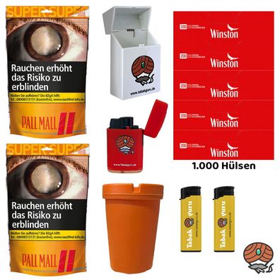 Pall Mall Allround Volumentabak Super Beutel 2x 133g, Winston Hülsen, Zubehör