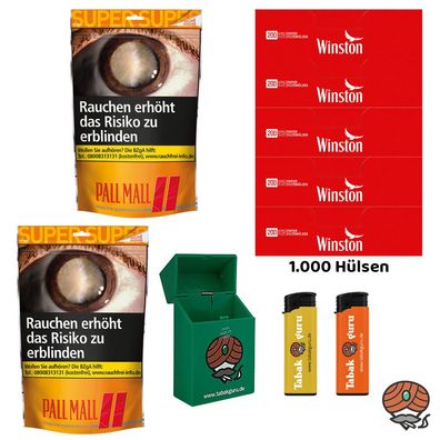 Pall Mall Allround Volumentabak Super Beutel 2x 133g, Winston Hülsen, Box