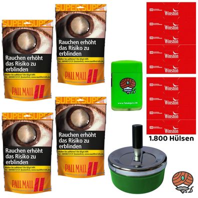 Pall Mall Allround Volumentabak Super Beutel 4x 133g, Winston Hülsen, Ascher