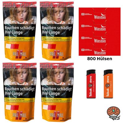 Pall Mall Allround Tabak Beutel 4x 120g, 800 Winston Hülsen