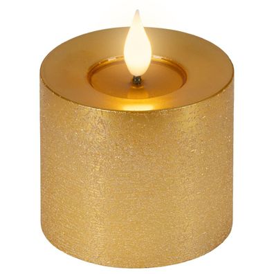 LED-Kerze goldfarben Wachs Ø 7,5 cm H: 9,5 cm ww