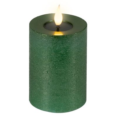 LED-Kerze grün Wachs Ø 7,5 cm H: 13,5 cm ww