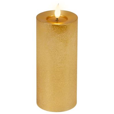 LED-Kerze goldfarben Wachs Ø 7,5 cm H: 20 cm ww