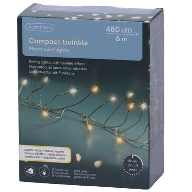 Micro LED Lichterkette Comp. 6m 480 L. - gold/ww & kw