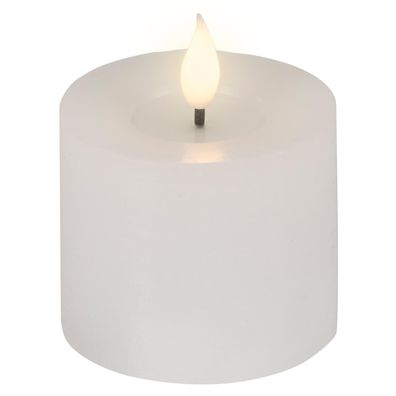 LED-Kerze weiß Wachs Ø 7,5 cm H: 9,5 cm ww