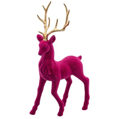 Hirsch stehend Geweih gold befl. pink 20 cm x 7 cm x 37 cm