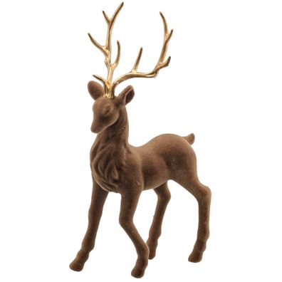 Hirsch stehend Geweih gold befl. braun 20 cm x 7 cm x 37 cm