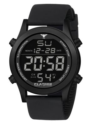 KHS Digital-Herrenuhr Platoon Schwarz Silikonband PLABSD. SB