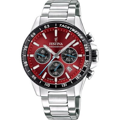 Festina Herrenuhr Chronograph Stahl/Rot F20560/7