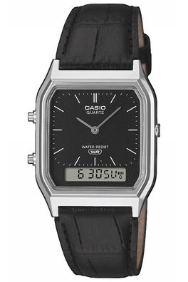 Casio Collection Edgy Armbanduhr Ana-Digi Leder Schwarz AQ-230EL-1AEF