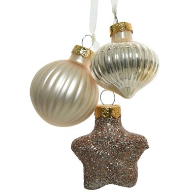 Anhänger 3er Bundle matt, glanz & Glitter perle/braun