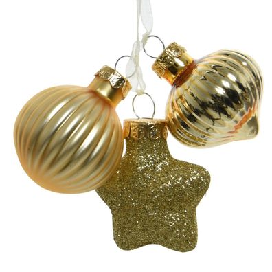 Anhänger 3er Bundle matt, glanz & Glitter goldfarben
