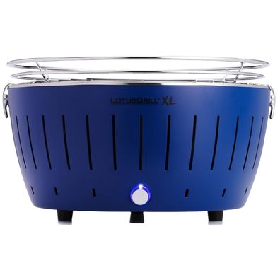 LotusGrill XL Tiefblau G435 der raucharme Holzkohlegrill/Tischgrill mit USB