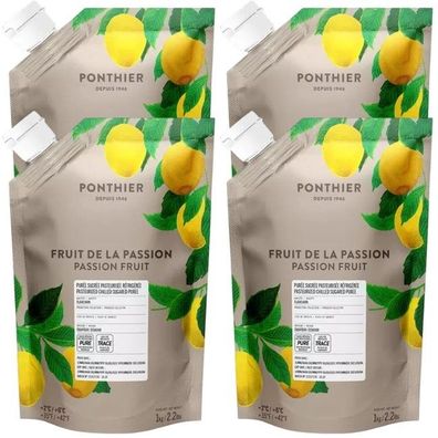 Ponthier Passionsfrucht Fruchtpüree 4x 1kg Premium Maracujapüree 90% Ecuador