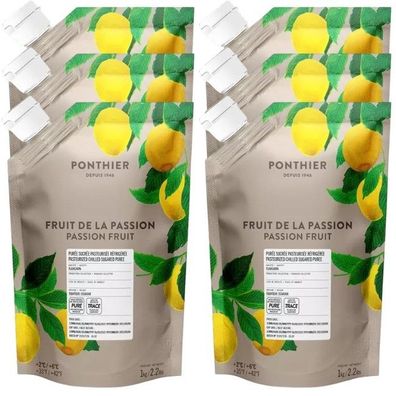 Ponthier Passionsfrucht Fruchtpüree 6x 1kg Premium Maracujapüree 90% Ecuador