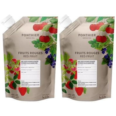 Ponthier Rote Früchte Fruchtpüree 2x 1kg Premium Beerenpüree 90% Frankreich Serbien