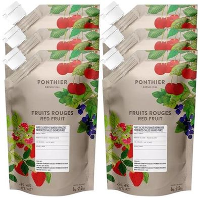 Ponthier Rote Früchte Fruchtpüree 6x 1kg Premium Beerenpüree 90% Frankreich Serbien