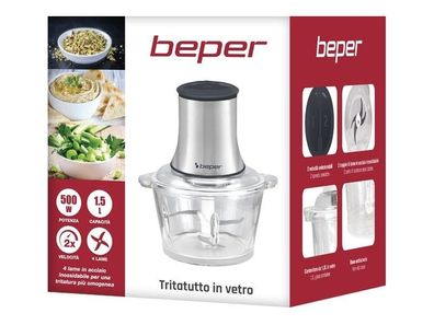 BEPER P102ROB001 Küchenmaschine aus Glasbehälter Zerkleinerer Mixer #Y106-22