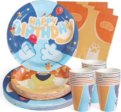 PARTY GO Partygeschirr 96 Stk Blauen Kindergeburtstag Partyteller NEU #Y106-304