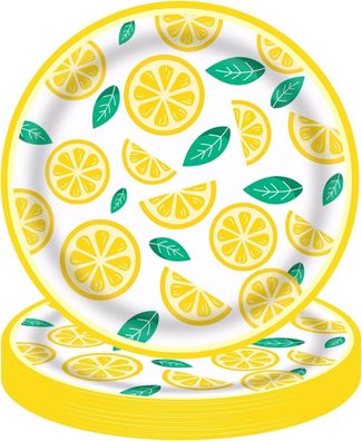 16 x Einweg Teller 7 Zoll Goldener Zitronenpapierplatte Fruchtplatte #Y95-936