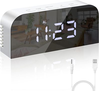 Vinabo Digitaler Spiegel Wecker LED Spiegel Digitaluhr Nachtwecker #Y105-499