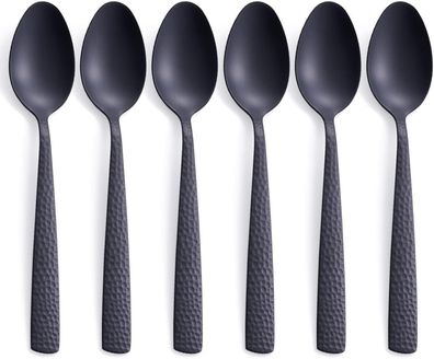 Fullyware Tafellöffel Set 6 Stück 20,3 cm Edelstahl schwarze Löffel #Y67-717