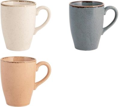 H&H Set 3 x Tassen Pearl In Porzellan 350ml Kaffeetassen Trinktasse #Y94-1206