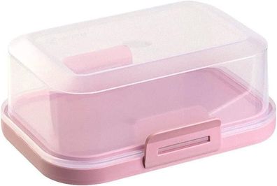 Hochwertige Stapelbare Butterdose mit Verschluss Plastik Brotdose Rosa #Y68-1317