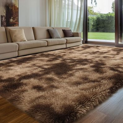 Sour Lemon Hochflor Teppich Braun Teppich Wohnzimmer 140x200 Waschbar #Y108-409