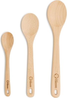 Chef Pomodoro Kochlöffel Set aus Buchenholz 3 Stück Holzkochlöffel #Y91-433