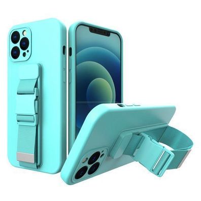 iPhone 11 Pro Schutzhülle Gel mit Kordel, Kettentasche, hellblaues Lanyard
