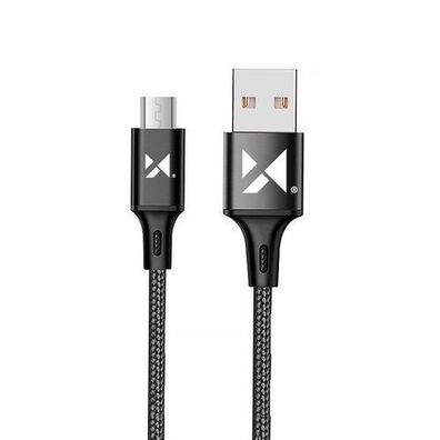 Wozinsky USB zu microUSB Kabel 2,4A 1m Schwarz (WUC-M1B) - Robuster Ladekabel fü